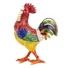 Beautiful Rooster Inspired Jewelry Organiser Trinket Box-Red