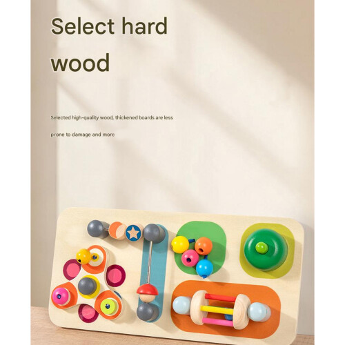 Educational Wooden Busy Game Board With Multiple Rattles For 1