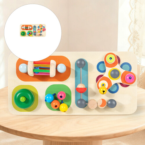 Educational Wooden Busy Game Board With Multiple Rattles For 2