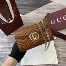 Gucci Brown Lambskin Leather Clutch 20×12×4cm