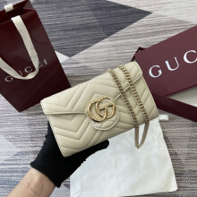 Gucci White Lambskin Leather Clutch 20×12×4cm