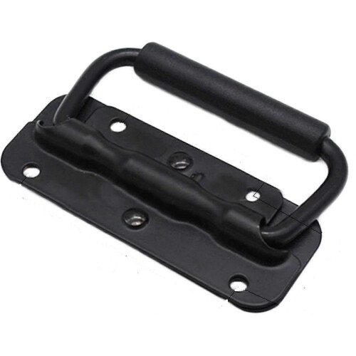 Stainless Steel Folding Pull Handles Tool Box Spring Handle Black 2pcs