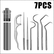 Metal Toothpicks Set, Interdental Brush, Dental Floss, Tartar Remover, Reusable Oral Hygiene Kit