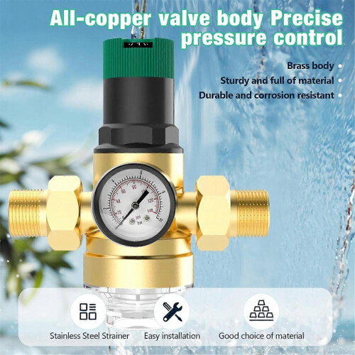 3/4In Water Pressure Regulator with Gauge & Mesh Filter 2