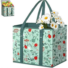 Reusable Grocery Bags with Reinforced Bottom & Handles