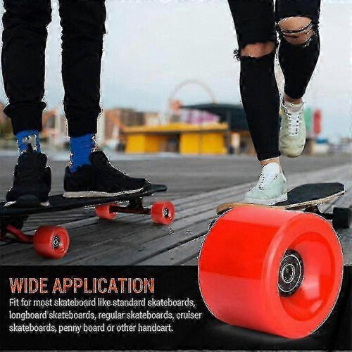 4-Pack 70mm 78A Longboard Wheels with ABEC-9 Bearings, Red 2