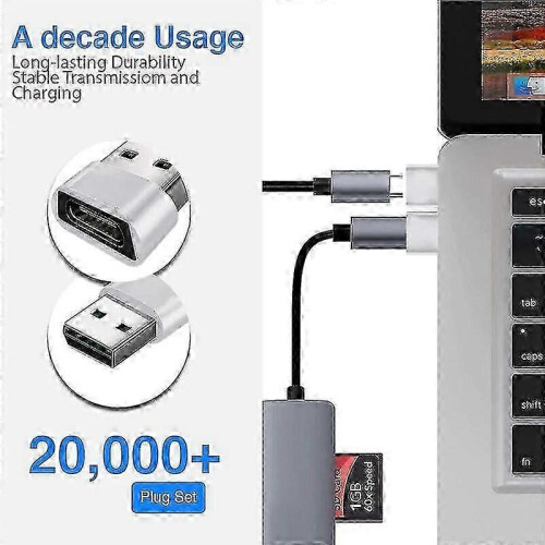 USB C to USB Adapter 3-Pack, USB A to C & C to A, Silver 2