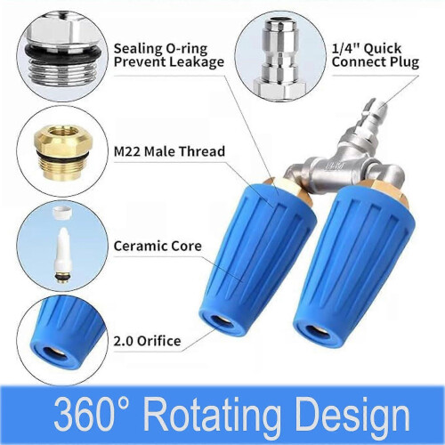 4000 PSI Triple Rotating Turbo Nozzle, 1/4' Quick Connect 2