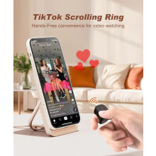 Tiktok Scrolling Ring Tiktok Remote Control Is Suitable for Iphone, iPad Bluetooth Page Turning Ring Roller, Both Camera Shutter (Black)