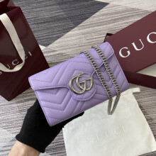 Gucci Light Purple LambskinLeatherClutch 20×12×4cm