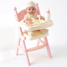 BiBi Doll Baby Doll with High Chair & Feeding Accessories for Kids Pink Toy