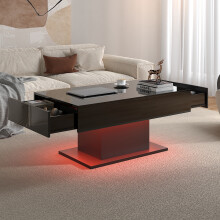 Black Led Coffee Table with 2 Storage Drawers