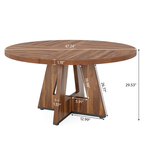Tribesigns Tribesigns Round Dining Table, 120 cm Kitchen Table for 4 People,Brown 1