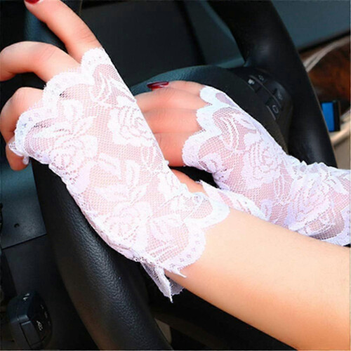 Paar Spitzen-Handschuhe Polyester Halbfinger-Golf-UV-Schutz fingerlose halbe 1