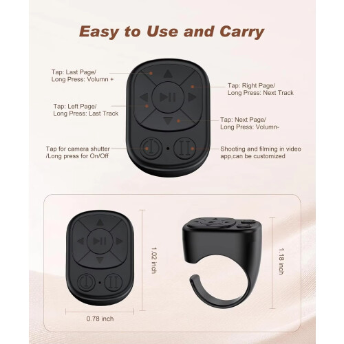  Tiktok Scrolling Ring Tiktok Remote Control Is Suitable for Iphone, iPad Bluetooth Page Turning Ring Roller  Pink 1