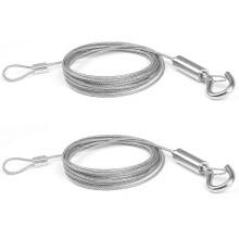 cables colgantes de acero inoxidable de 2 m (1,5 mm) con ganchos - Soporta 15 kg para luces/espejos