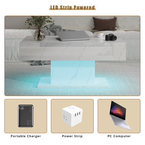 White Marble Led Coffee Table 2