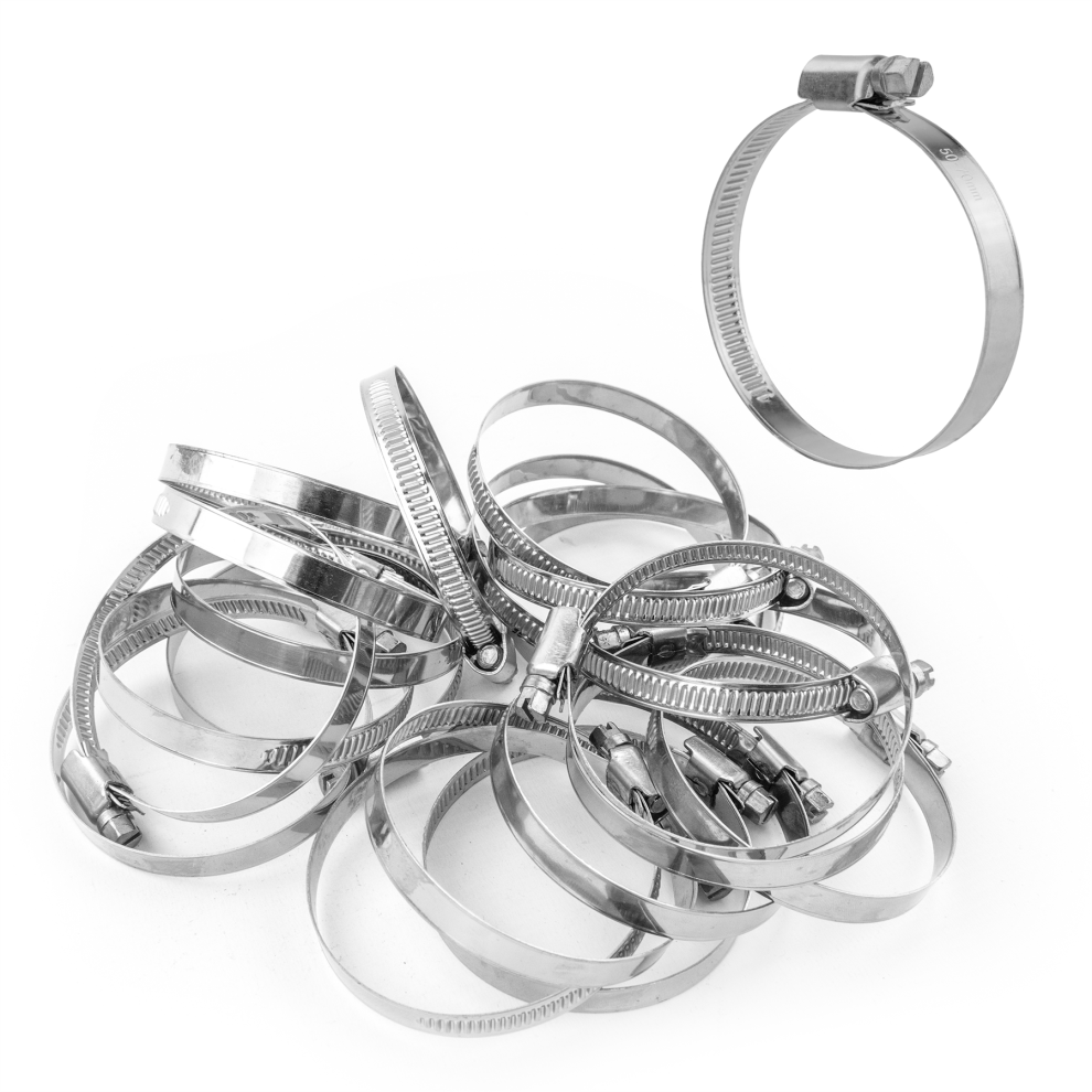 Kct (Pack Of 20) 50-70Mm Stainless Steel 304 Adjustable Clip Dish Washing Machine Hose Pipe Clamp