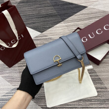 Gucci Blue Leather Clutch 837373 20×13×6cm