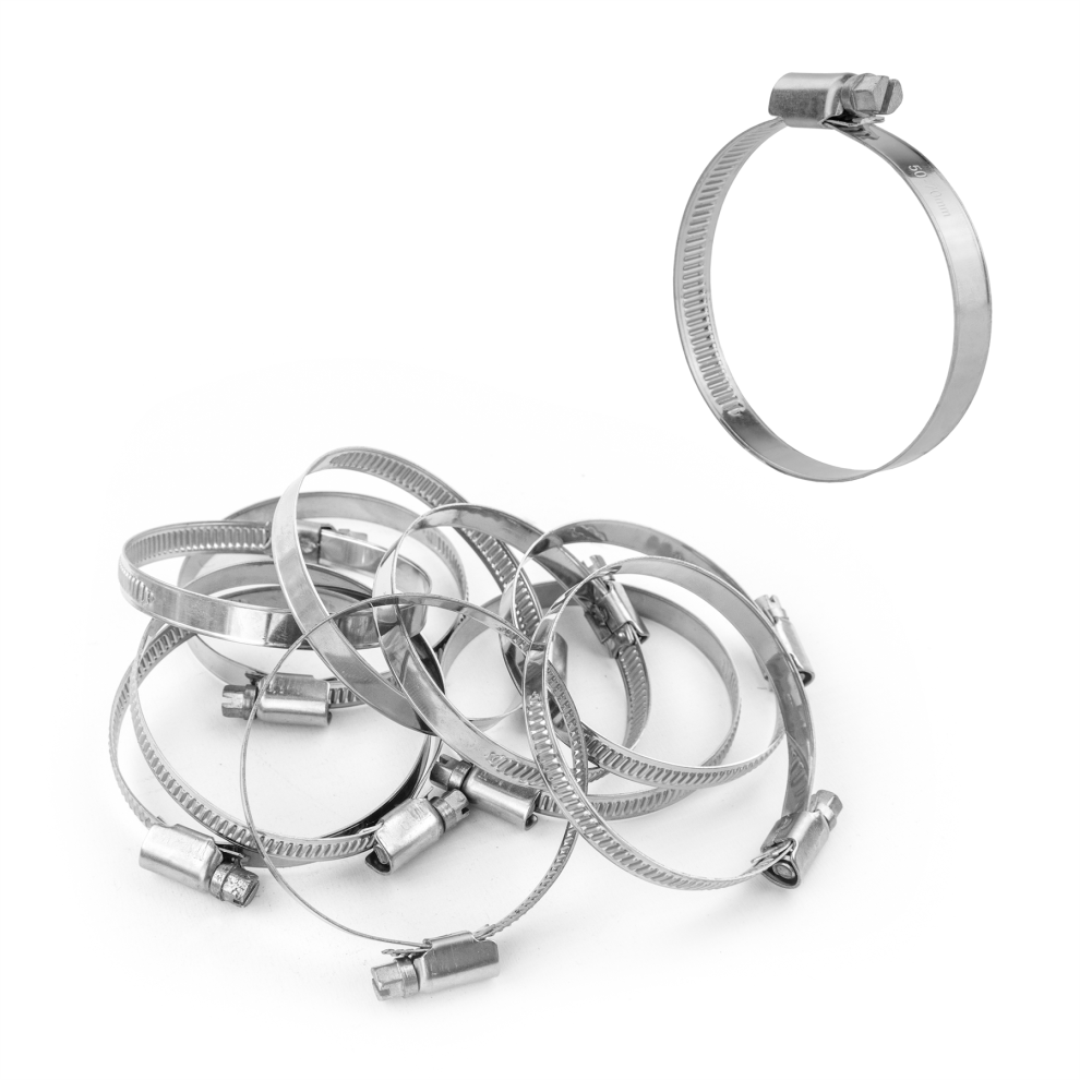 Kct (Pack Of 10) 50-70Mm Stainless Steel 304 Adjustable Clip Dish Washing Machine Hose Pipe Clamp