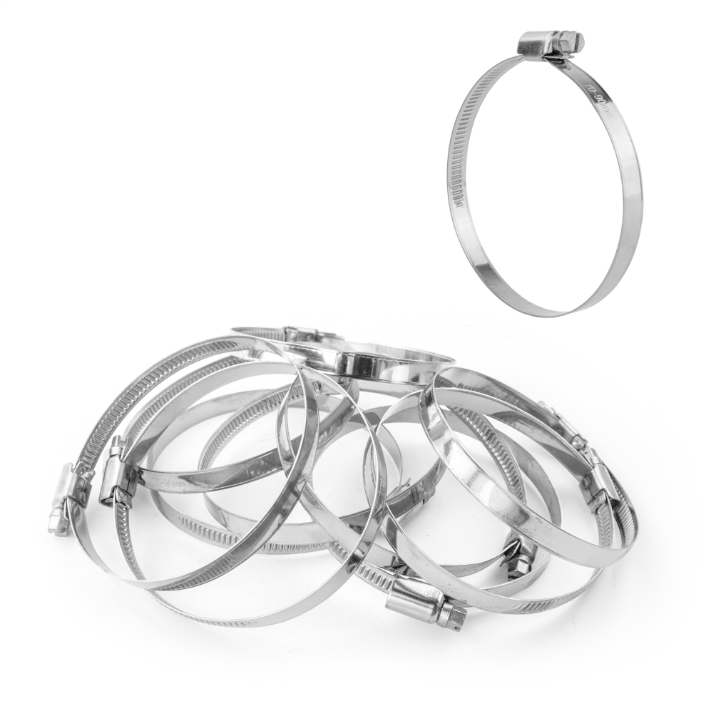 Kct (Pack Of 10) 70-90Mm Stainless Steel 304 Adjustable Clip Dish Washing Machine Hose Pipe Clamp