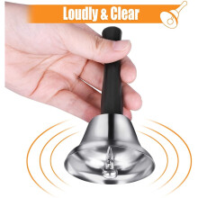 (Gold) Zytweed Loud & Clear Hand Bell, Silver with Black Wooden Handle, Craft Bell for Schools or Events
