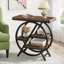Tribesigns 3-Tier Narrow Wooden Side Table, 65 x 30 cm sofa table with storage