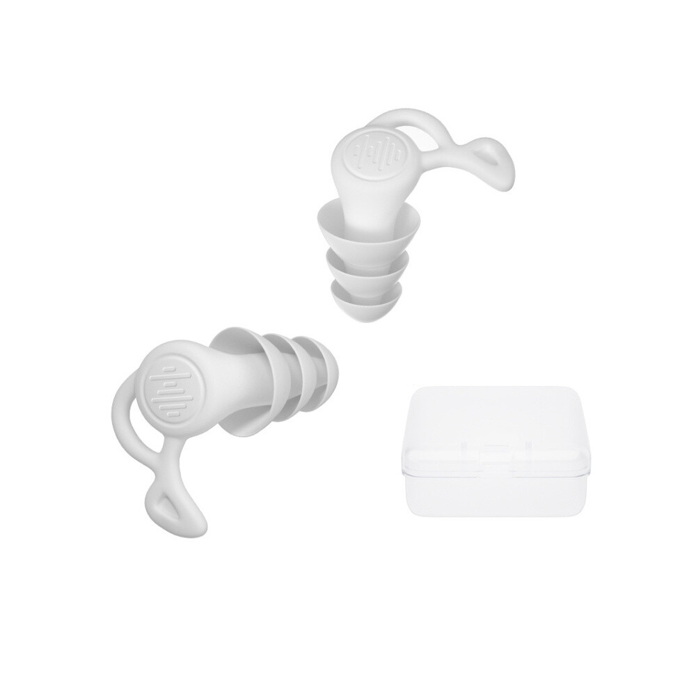 White Noise-Canceling Sleep Earplugs With Triple-Layer Sound Insulation, Silicone Swimming Earplugs (White)