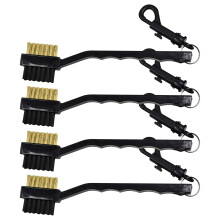 Golfs Brush with Carabiner Buckle, Double-Sided Nylon and-Black