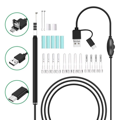 i95 3 σε 1 USB Ear Scope Inspection HD 0.3MP Κάμερα οπτικού κουταλιού αυτιών για τηλέφωνα OTG A 1