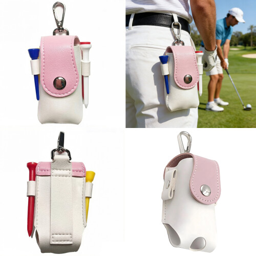 Portable PU Leather Golf Ball Storage Bag for Golf-Red 2