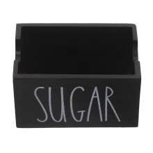 Multifunctional Black Wood Sugar and Tea Bag Organizer for Hotel