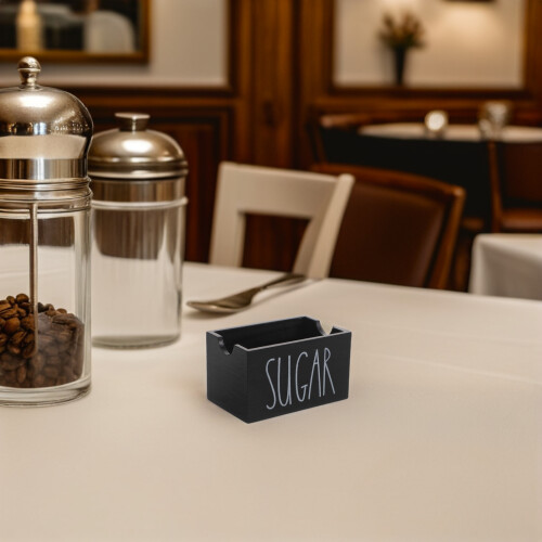 Black Wood Sugar Cube Holder for Restaurant and Coffee Bar 2