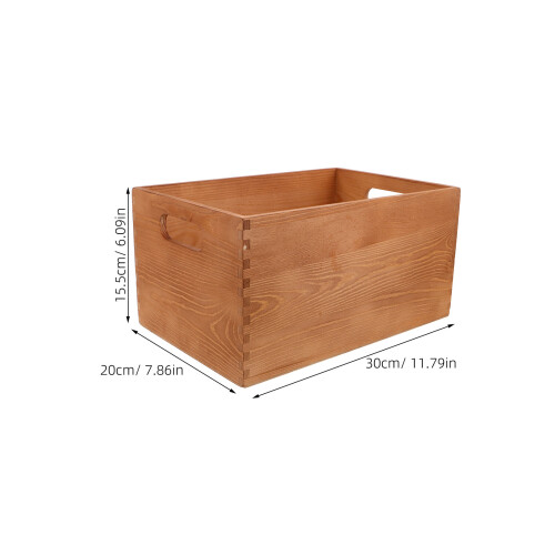 Sturdy Wooden Book Organizer Box Retro Storage Bin for Home Use 1