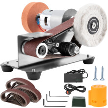 Junchamp 3-in-1 Mini Belt Sander - 15 Degree Knife Sharpener Electric Bench Grinder Sanding Machine, 7 Adjustable Speed Buffer Polisher for Metal Wood