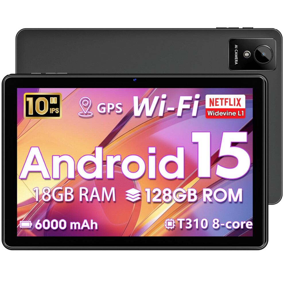 Hasskya Tablet 10 Inch Android 15, 2025 New Touchscreen Tablets, 18Gb Ram 128 Rom, 1Tb Expandable, Widevine L1 Compatible Octa-Core Tablet With Wifi 5 717690367756