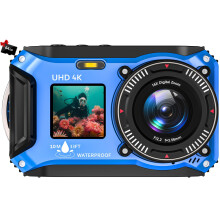 Digital Camera, Yixinxin Underwater Camera 4K 64MP Autofocus Dual-Screen Selfie with 32GB Card 33FT Waterproof Camera for Snorkeling Point and Shoot D