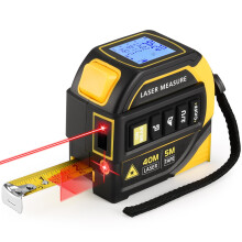 4-in-1 Laser Tape Measure - Class 2, 40M Laser Distance Meter | 5M Tape | Cross-Line Level | Dual-Axis Angle, 2mm High Precision, LCD Display, for Co