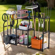 Freestanding Metal Garden Tool Organizer Stand
