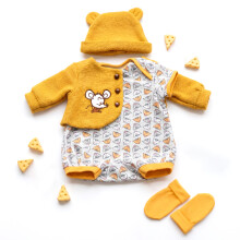 BiBi Doll 20" Baby Doll Clothes Reborn Outfit Yellow Mouse Jumpsuit & Hat Accessories Set