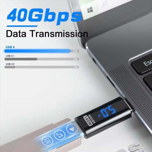 USB C Adapter 140W with LED Display 40Gbps USB C Extension Adapter Type C Power Meter Tester USB C Extender USB4 Thunderbolt 2