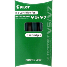 Pilot Ink Cartridges for Hi-Tecpoint for V5/V7 Pack of 3 Green