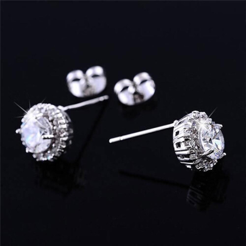 Ohrringe – Damen – Silber – Zirkonia – Rund – Stecker 2
