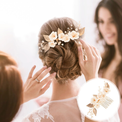 Pente de cabelo floral para noivas e ocasiões especiais.