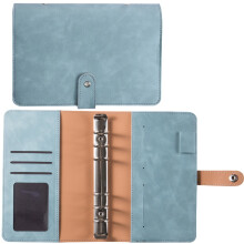 Leather A6 6-ring binder notebook with pockets and dividers