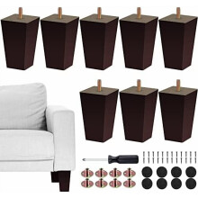 Möbelben i trä, 10 cm, fyrkantiga, bruna, 8-pack