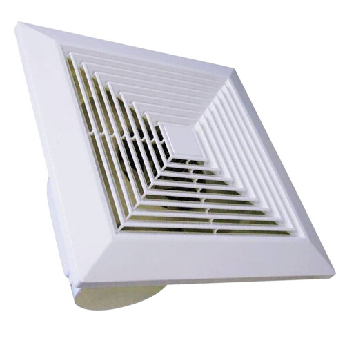 Hvid PVC væg-/loftventilator 24x24x12cm