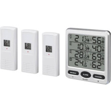 Drahtloses digitales 433-MHz-LCD-Thermo-Hygrometer für den Innen- und Außenbereich mit 8 Kanälen, drei Fernsensoren und Funktionen