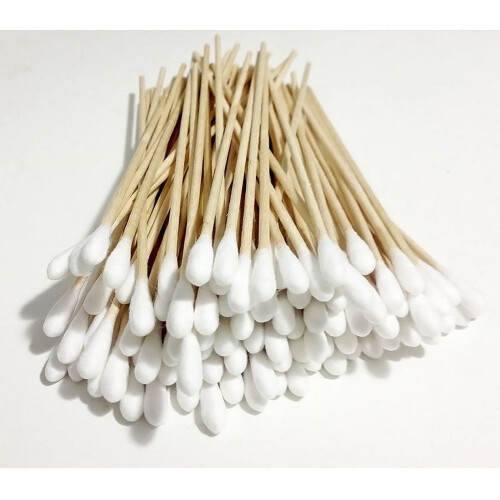 Conjunto de 100 cotonetes com cabo de madeira de 15 cm (6 polegadas)