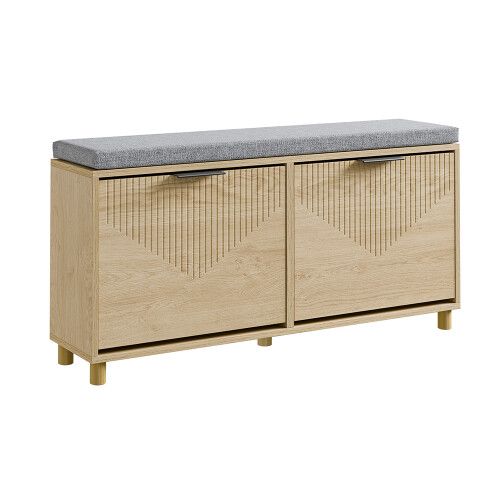 SoBuy Light Oak Shoe Bench with 2 Doors